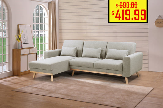 2 Seater Sofabed with Chaise Solid Wood Base ZY-818 2+C